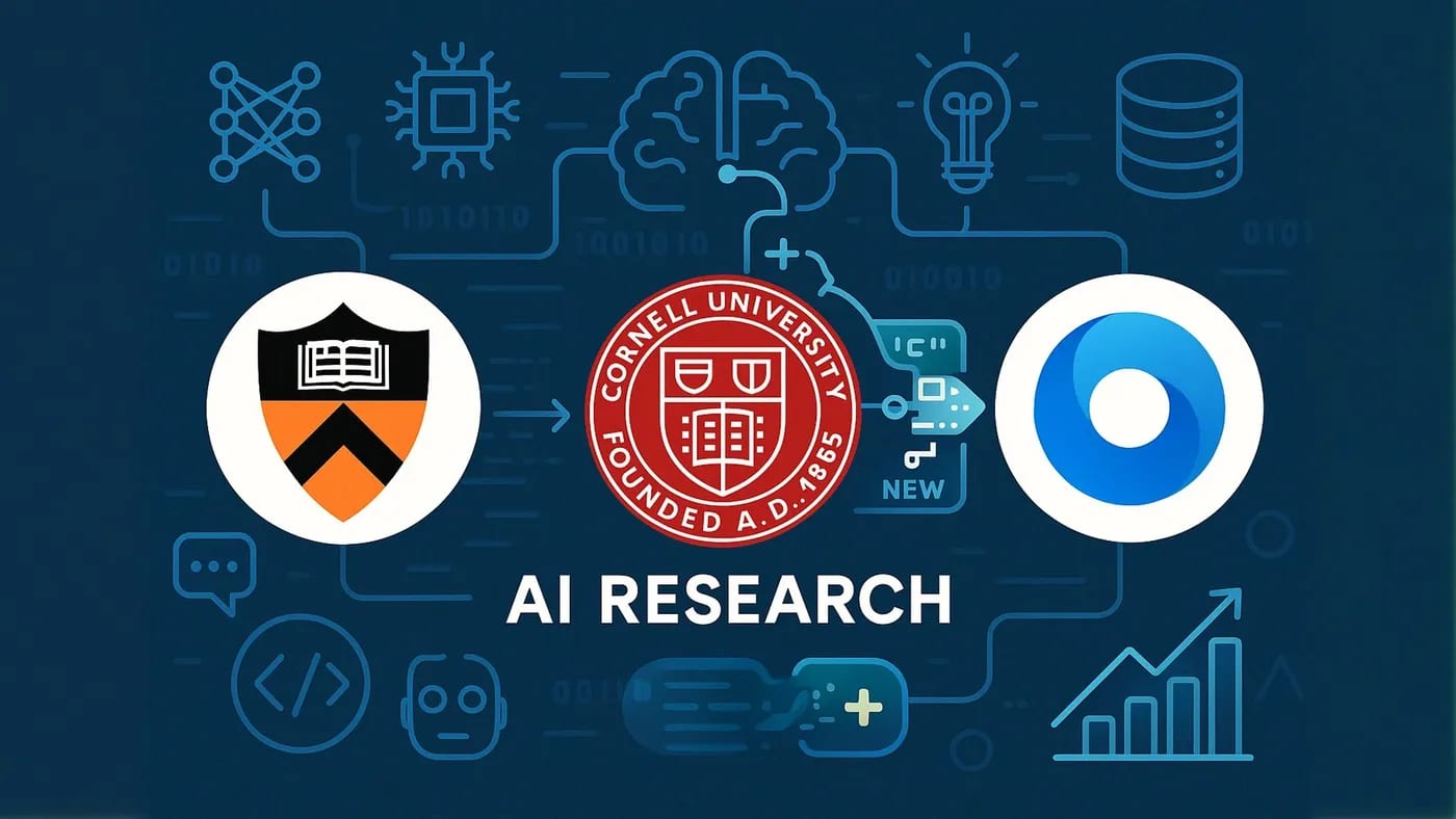 Logos of Cornell University, Princeton University, and DeepMind are used for illustrative purposes only and are property of their respective owners. No endorsement implied.